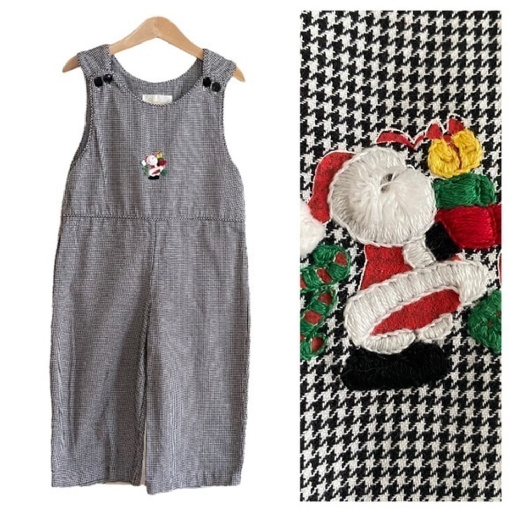 Strasburg Black White Plaid Houndstooth Santa Clause Christmas Appliqué Longall